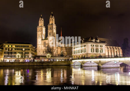 Grossmunster, a biggest church in Zurich, Switzerland Stock Photo