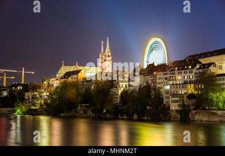 View of Basel embankment with the Cathedral - Switzerland