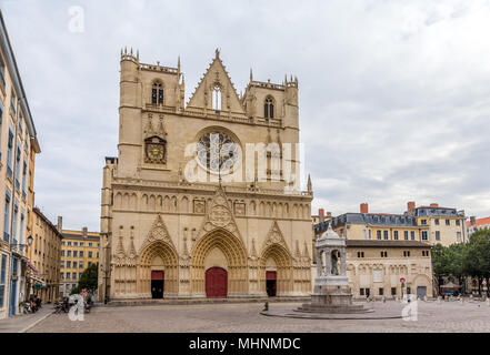 Cathedrale Saint Jean-Baptiste de Lyon, France Stock Photo