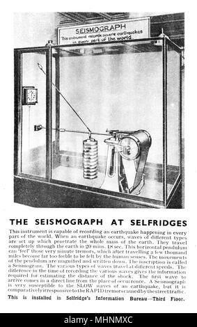 Seismograph on display, Selfridge's, Oxford Street, London Stock Photo