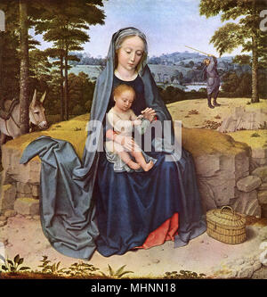 Rest on the Flight into Egypt by Gerard David (c.1460-1523) Stock Photo