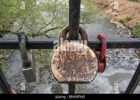 old rusted lock on a door Stock Photo