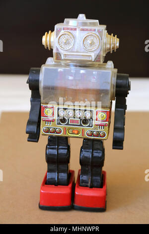 Retro Toy Walking Plastic Robot - Clear See-through Body Stock Photo