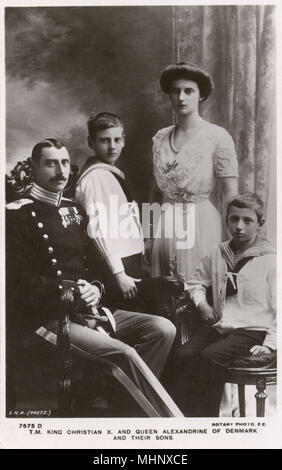 King Christian X of Denmark, Queen Alexandrine and sons Stock Photo