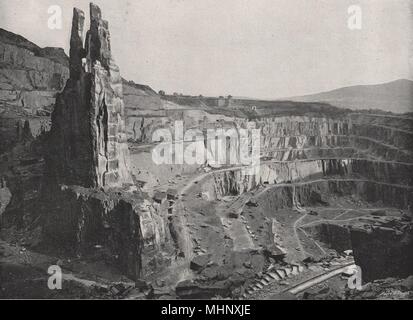 WALES. Penrhyn Slate Quarries 1900 old antique vintage print picture Stock Photo