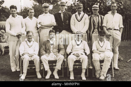 Group photo, cricket club players.      Date: 1932 Stock Photo