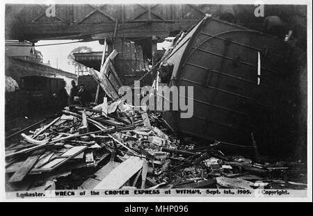 Cromer Express railway train wreck, Witham, Essex Stock Photo