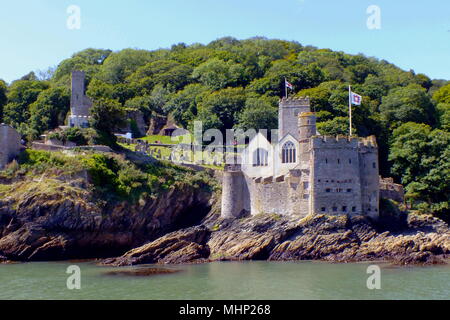 Dartmouth Castle (an artillery fort dating back to the 14th century) and St Petroc's Church, Dartmouth, Devon. Stock Photo