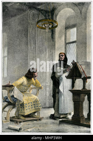Education of Louis IX (Saint Louis), King of France. Hand-colored halftone of an illustration Stock Photo