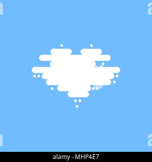 Blue sky with white clouds in the shape of a heart. Vector illustration Stock Vector