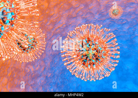 A medical visualization of a group of Herpes Viruses. 3D Illustration. Stock Photo