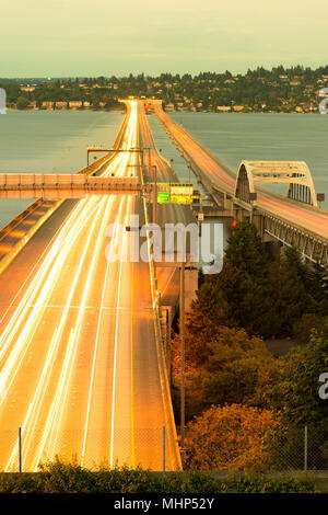 Homer M. Hadley Memorial Bridge over Lake Washington, Seattle Metropolitan area, Washington, Washington State, USA Stock Photo