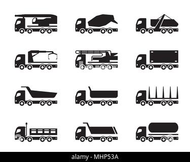Different construction trucks - vector illustration Stock Vector