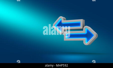 Tab arrowe on blue background. 3d illustration. Set for design presentations.