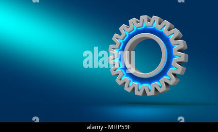 Illustration of gear mechanism on blue background Stock Photo - Alamy