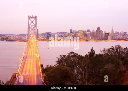 San francisco-oakland bay bridge and city skyline, San Francisco, California, USA Stock Photo