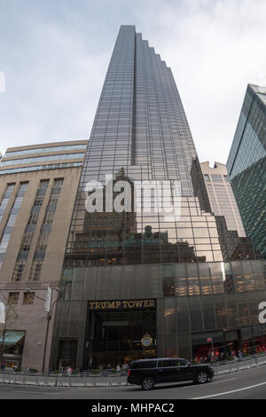 NEW YORK - USA - APRIL, 20 2017  people at Trump Tower new city symbol after Donald Trump was elected new america president Stock Photo