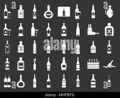 Alcohol bottle icon set grey vector Stock Vector