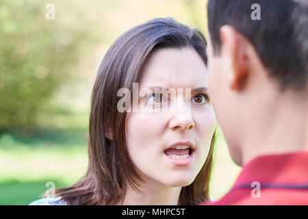 Outdoor Shot Of Young Couple Having Argument Stock Photo