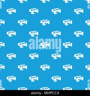 Tv camera pattern vector seamless blue Stock Vector