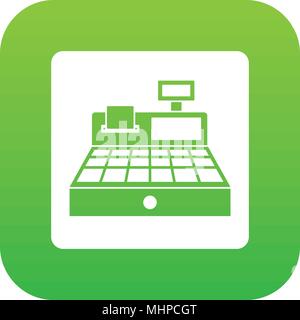 Sale cash register icon digital green Stock Vector