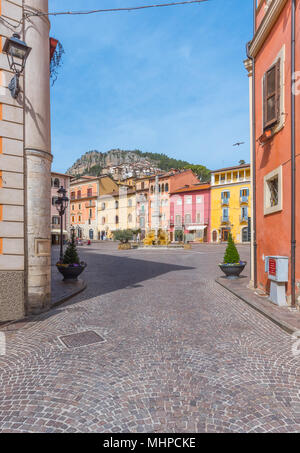 Tagliacozzo (Italy) - A small pretty village in the province of L'Aquila, in the mountain region of Abruzzo, during the spring. The historic center. Stock Photo