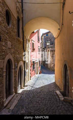 Tagliacozzo (Italy) - A small pretty village in the province of L'Aquila, in the mountain region of Abruzzo, during the spring. The historic center. Stock Photo