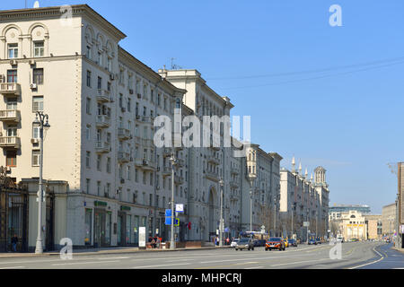 MOSCOW, RUSSIA - APRIL 30, 2018:  Tverskaya Street, known between 1935 and 1990 as Gorky Street, main radial street in Moscow Stock Photo