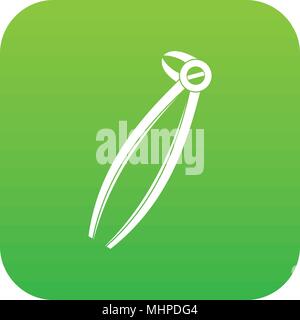 Tooth dentist forceps icon digital green Stock Vector