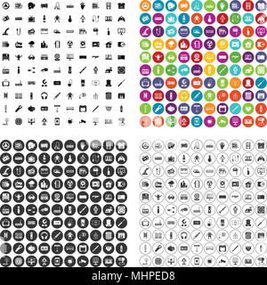 100 electronics icons set vector variant Stock Vector