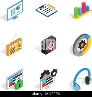 Notebook computer icons set, isometric style Stock Vector