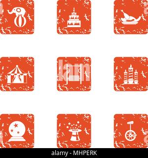 Wizardry icons set, grunge style Stock Vector