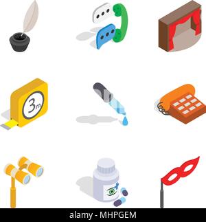 Hard work icons set, isometric style Stock Vector