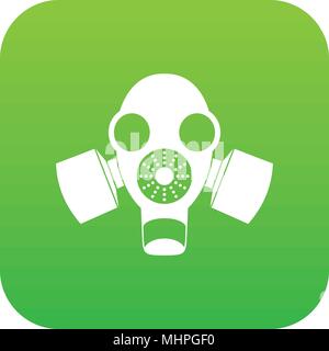 Black gas mask icon digital green Stock Vector