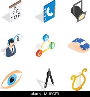 Oeuvre icons set, isometric style Stock Vector