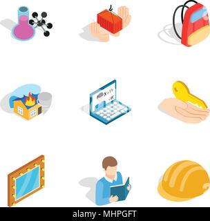 Problem at work icons set, isometric style Stock Vector