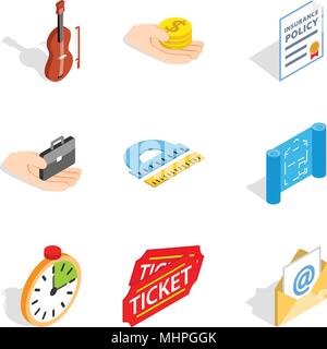 Problem at job icons set, isometric style Stock Vector