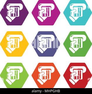 Inserting credit card icons set 9 vector Stock Vector