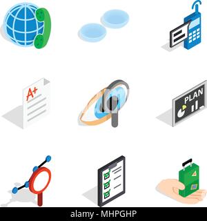 Trouble with job icons set, isometric style Stock Vector