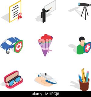 Great job icons set, isometric style Stock Vector