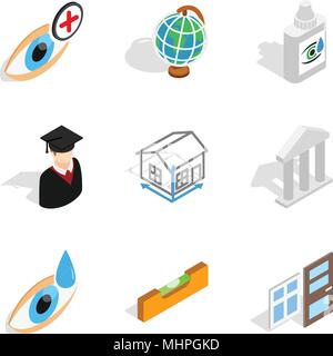 Wonderful job icons set, isometric style Stock Vector