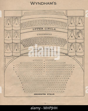 WYNDHAM S THEATRE Vintage Seating Plan London West End 1937 Old wyndham-s-theatre-vintage-seating-plan-london-west-end-1937-old