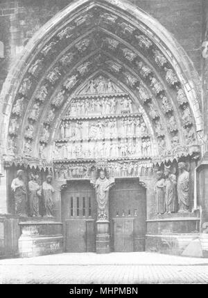 Vue Vintage De La Place Royale Et Cathédrale De Reims (circa 1905) - Tirage Citrate