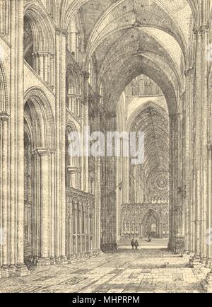 MEDIEVAL LONDON. Old St. Paul's Cathedral. The nave and east end 1923 print Stock Photo