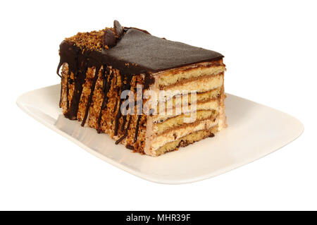 Creamy layer cake on plate Stock Photo