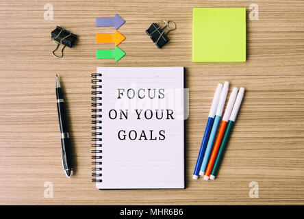 Inspirational quote- Focus on your goals. Retro style. Stock Photo