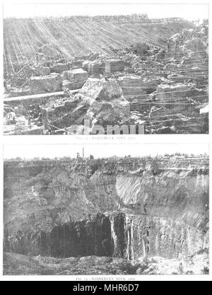 SOUTH AFRICA. Kimberley diamond mine in 1874 & 1902 1910 old antique print Stock Photo