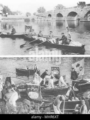 LONDON.Ancient custom Dyers Vintners city guilds. Swan upping on the Thames 1926 Stock Photo