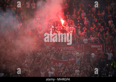 Rome, Italy. 2nd May 2018. Liverpool supporter  during the  Semi final Uefa Champions League   ,  AS Roma - Barcellona at Olimpico Stadium Rome Italy  02 May 2018 Credit: agnfoto/Alamy Live News Stock Photo