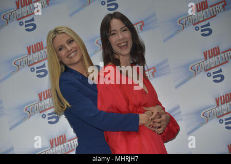 Milan, Italy. 03rd May, 2018. Milan, Photocall TV Broadcast 'Do you want to bet?'. In the picture: Michelle Hunziker, Aurora Ramazzotti Credit: Independent Photo Agency/Alamy Live News